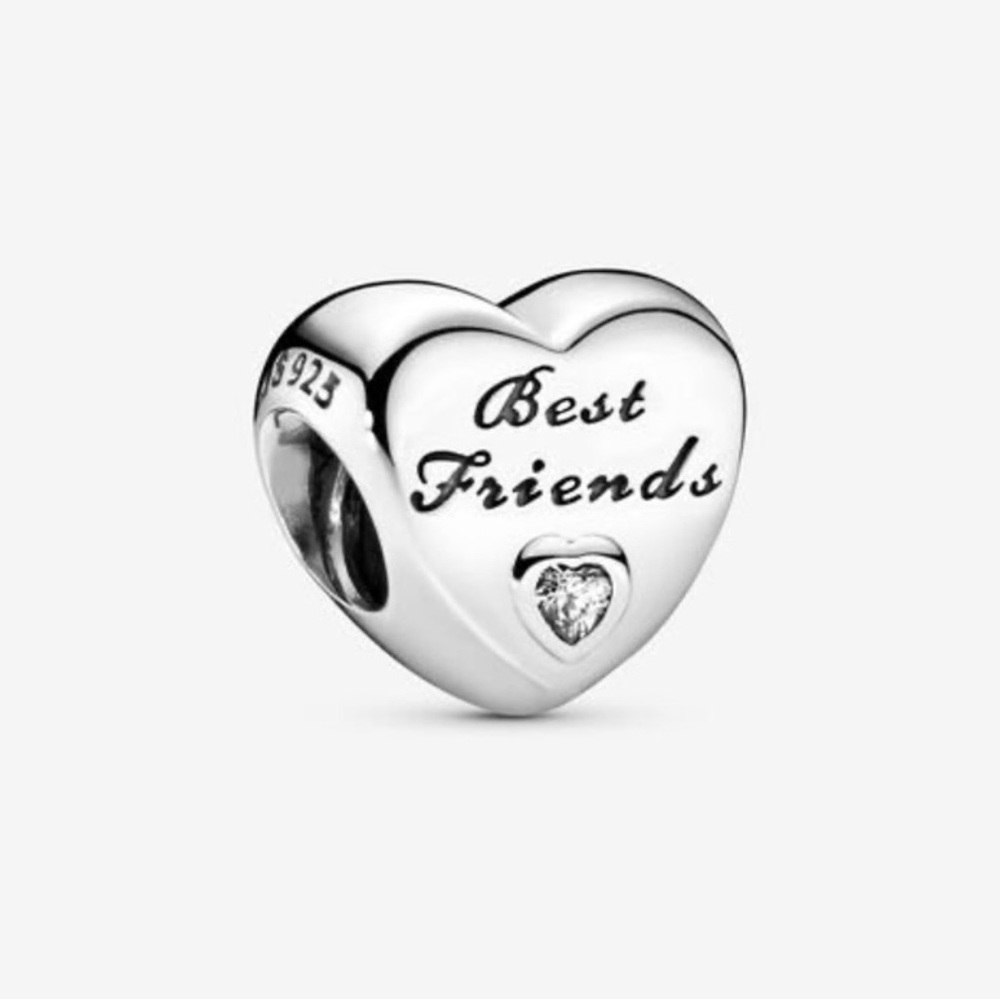 Pandora Silver Heart Charm with 'Best Friends' Engraving